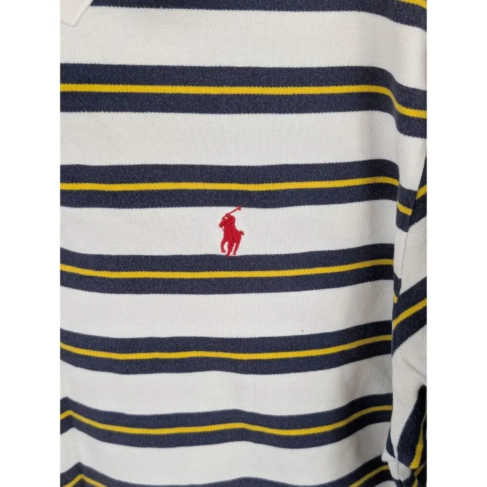 Polo Ralph Lauren Striped Polo Shirt White/Navy/Yellow Men's Size XL